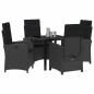Preview: 5-teiliges Gartentisch-Set mit Kissen Schwarz Poly-Rattan