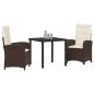Preview: 3-teiliges Garten-Dining-Set mit Kissen - Braunes Poly-Rattan