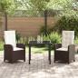 Preview: 3-teiliges Garten-Dining-Set mit Kissen - Braunes Poly-Rattan