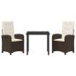 Preview: 3-teiliges Garten-Dining-Set mit Kissen - Braunes Poly-Rattan