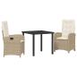 Preview: 3-teiliges Garten-Dining-Set mit Kissen Beige Poly-Rattan