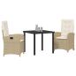 Preview: 3-teiliges Garten-Dining-Set mit Kissen Beige Poly-Rattan
