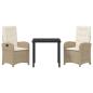 Preview: 3-teiliges Garten-Dining-Set mit Kissen Beige Poly-Rattan