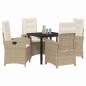 Preview: 5-teiliges Garten-Esszimmer-Set mit Kissen Beige Poly-Rattan.