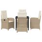 Preview: 5-teiliges Garten-Esszimmer-Set mit Kissen Beige Poly-Rattan.