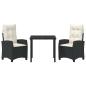 Preview: 3-teiliges Gartenmöbel-Set mit Kissen Schwarz Poly-Rattan