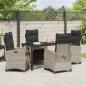 Preview: 5-teiliges Garten-Dining-Set mit Kissen Hellgrau Poly-Rattan