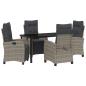 Preview: 5-teiliges Garten-Esszimmer-Set Grau Poly-Rattan