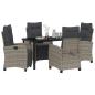 Preview: 5-teiliges Garten-Esszimmer-Set Grau Poly-Rattan