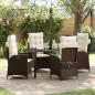 Preview: ARDEBO.de - 5-teiliges Garten-Esszimmer Set mit Kissen Braun Poly-Rattan