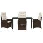 Preview: Garten Essgruppe mit Kissen 5 pcs Braun Poly-Rattan