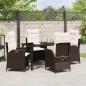 Preview: 5-teiliges Garten-Esszimmer Set mit Kissen Braun Poly-Rattan