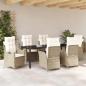 Preview: 7-teiliges Garten-Essenset mit Kissen Beige Poly-Rattan
