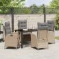 Preview: 5-teiliges Garten-Esszimmer-Set mit Kissen Beige Poly-Rattan