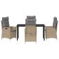 Preview: 5-teiliges Garten-Esszimmer-Set mit Kissen Beige Poly-Rattan