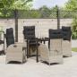 Preview: 5-teiliges Garten-Esstisch-Set mit Kissen Hellgrau Poly-Rattan