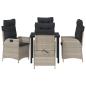 Preview: 5-teiliges Garten-Esstisch-Set mit Kissen Hellgrau Poly-Rattan