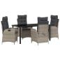 Preview: 5-teiliges Garten-Dining-Set mit Kissen, Hellgrau, Poly-Rattan