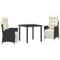 Preview: 3-teilige Gartentischgruppe Schwarz Poly-Rattan