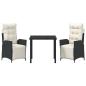 Preview: Garten Essgruppe mit Kissen 3 pcs Schwarz Poly-Rattan
