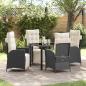 Preview: ARDEBO.de - 5-teiliges Garten-Esszimmer-Set Schwarz Poly Rattan