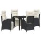 Preview: 5-teiliges Garten-Esszimmer-Set Schwarz Poly Rattan