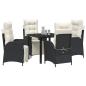 Preview: 5-teiliges Garten-Esszimmer-Set Schwarz Poly Rattan