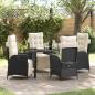 Preview: ARDEBO.de - 5-teiliges Garten-Ess-Set aus schwarzem Poly-Rattan