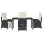 Preview: Garten Essgruppe mit Kissen 5 pcs Schwarz Poly-Rattan