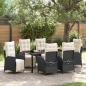 Preview: ARDEBO.de - 7-teiliges Garten-Esszimmer Set in Schwarz aus Poly-Rattan