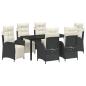 Preview: 7-teiliges Garten-Esszimmer Set in Schwarz aus Poly-Rattan