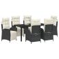 Preview: 7-teiliges Garten-Esszimmer Set in Schwarz aus Poly-Rattan