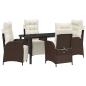 Preview: 5-teiliges Garten-Dinner-Set aus braunem Poly-Rattan