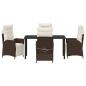 Preview: Garten Essgruppe mit Kissen 5 pcs Braun Poly-Rattan