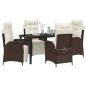 Preview: 5-teiliges Garten-Dinner-Set aus braunem Poly-Rattan