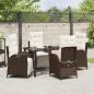 Preview: 5-teiliges Garten-Dinner-Set aus braunem Poly-Rattan