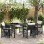 Preview: ARDEBO.de - 5-teiliges Garten Essset mit Kissen Schwarz Poly-Rattan