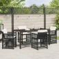Preview: 5-teiliges Garten Essset mit Kissen Schwarz Poly-Rattan
