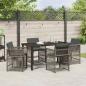 Preview: 5-teiliges Garten-Ess-Set mit Kissen in Grau Poly-Rattan