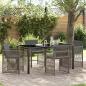 Preview: ARDEBO.de - 5-teiliges Garten-Dining-Set mit Kissen Grau Poly-Rattan