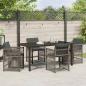 Preview: 5-teiliges Garten-Dining-Set mit Kissen Grau Poly-Rattan