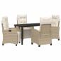 Preview: 5-teiliges Garten-Esszimmer-Set Sandfarben Poly-Rattan