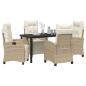 Preview: 5-teiliges Garten-Esszimmer-Set Sandfarben Poly-Rattan