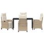 Preview: 5-teiliges Garten-Esszimmer-Set Sandfarben Poly-Rattan