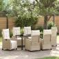 Preview: ARDEBO.de - 7-teiliges Garten-Esszimmer-Set Beige Poly Rattan