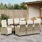Preview: 9-teiliges Garten-Essset Beige Poly-Rattan