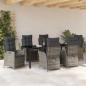 Preview: 7-teiliges Garten-Dining-Set mit Kissen Grau Poly-Rattan