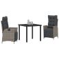 Preview: 3-teiliges Garten-Ess-Set Grau Poly-Rattan