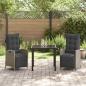 Preview: 3-teiliges Garten-Ess-Set Grau Poly-Rattan