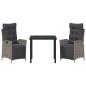 Preview: 3-teiliges Garten-Ess-Set Grau Poly-Rattan
